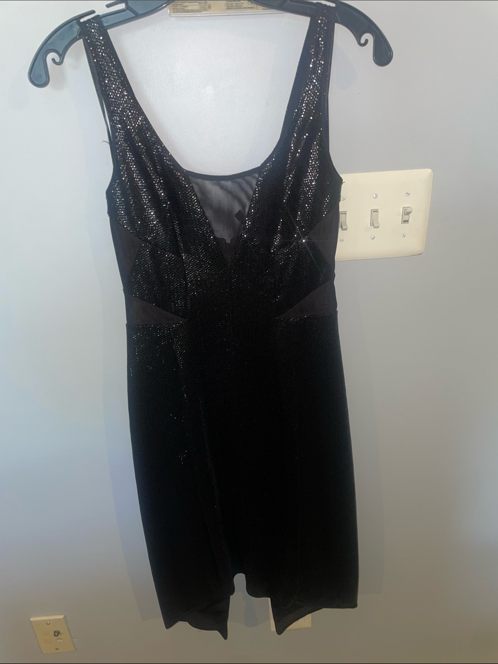 Black Sequin Mesh Cocktail Dress